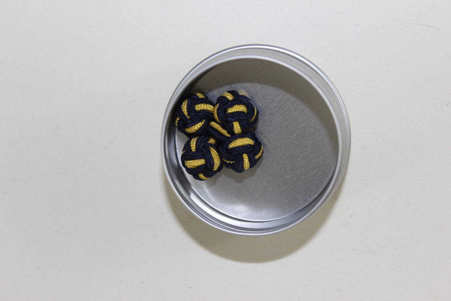 Vintage Navy and Yellow Silk Knot Cufflinks
