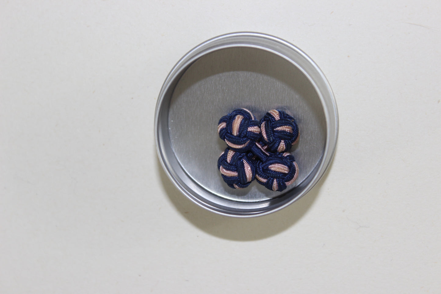 Vintage Navy and Pink Silk Knot Cufflinks