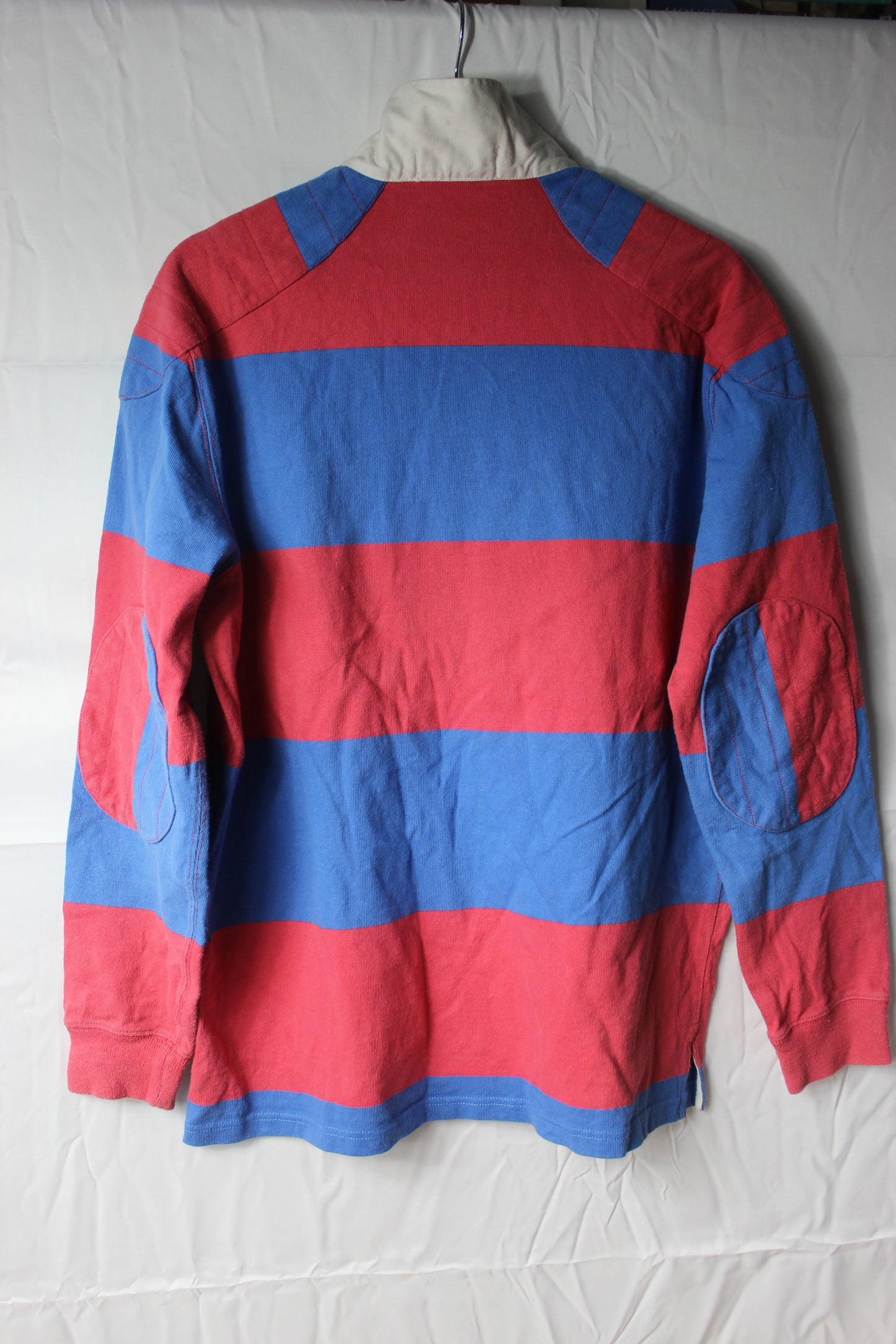 Pre-Loved Polo Ralph Lauren Blue and Red Rugby Shirt - Size S