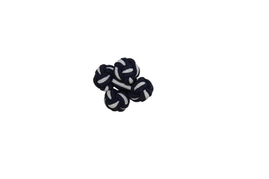 Vintage Navy and White Silk Knot Cufflinks
