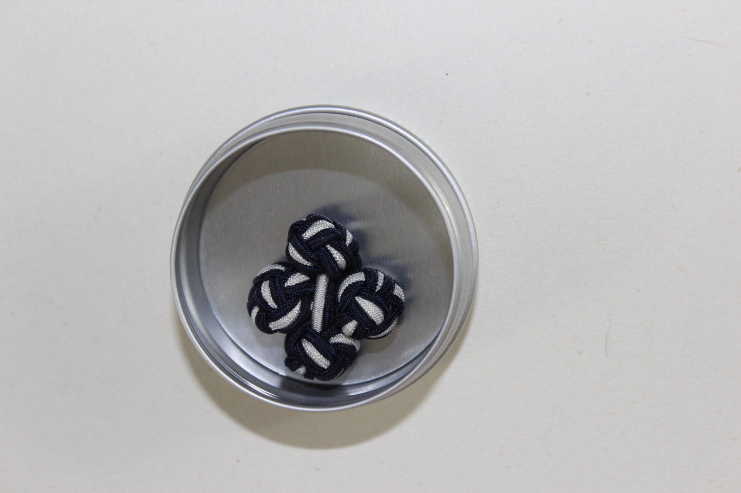 Vintage Navy and White Silk Knot Cufflinks