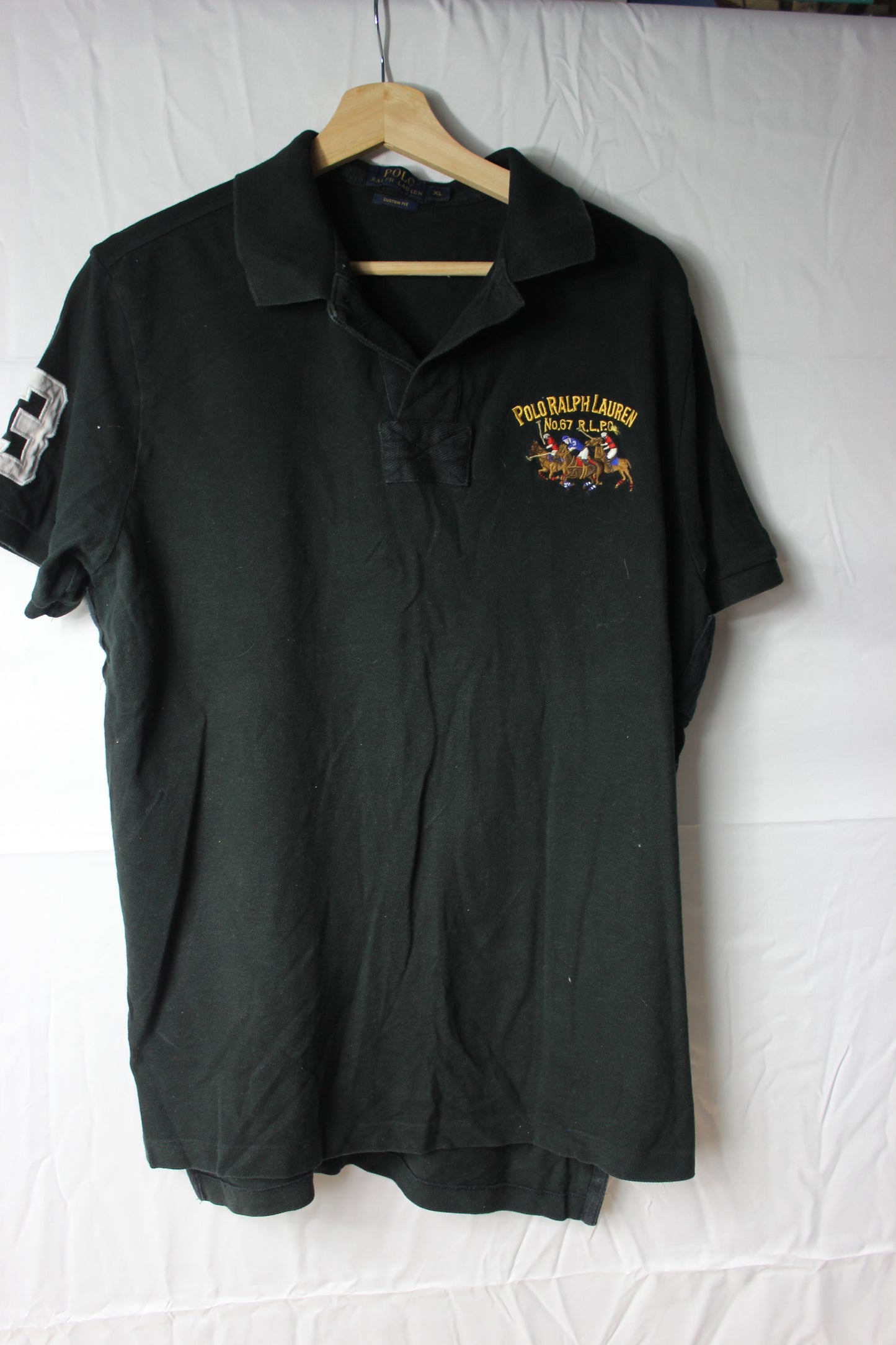 Pre-Loved Polo Ralph Lauren Black Polo Shirt - Size XL