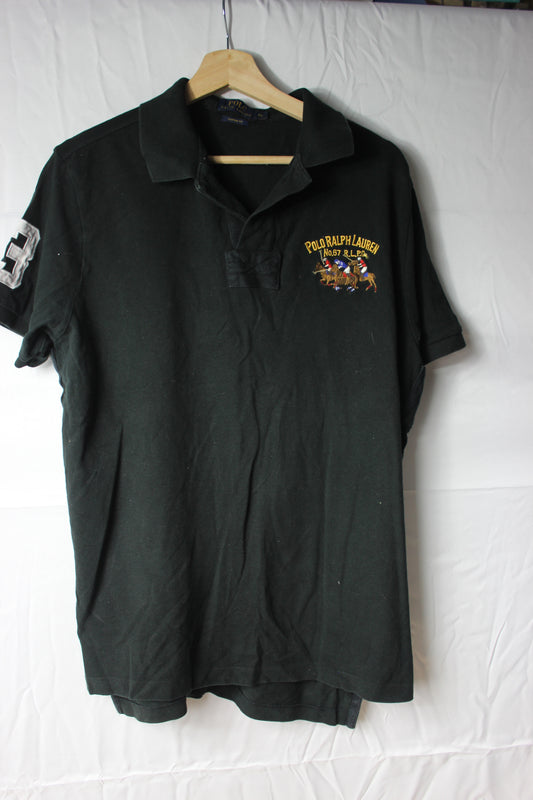 Pre-Loved Polo Ralph Lauren Black Polo Shirt - Size XL