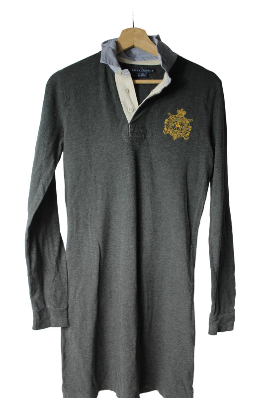 Pre-Loved Ralph Lauren Grey Rugby Shirt Dress - Size M