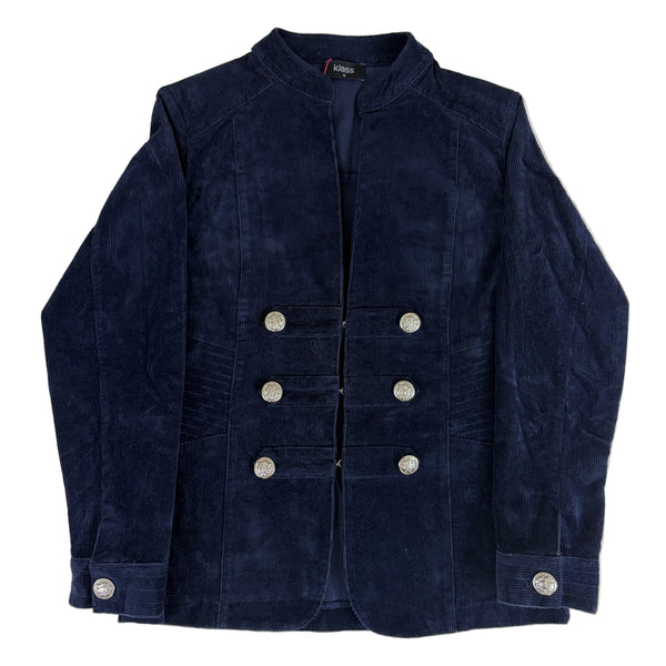 NAVY CORDUROY NAPOLEON‑STYLE JACKET