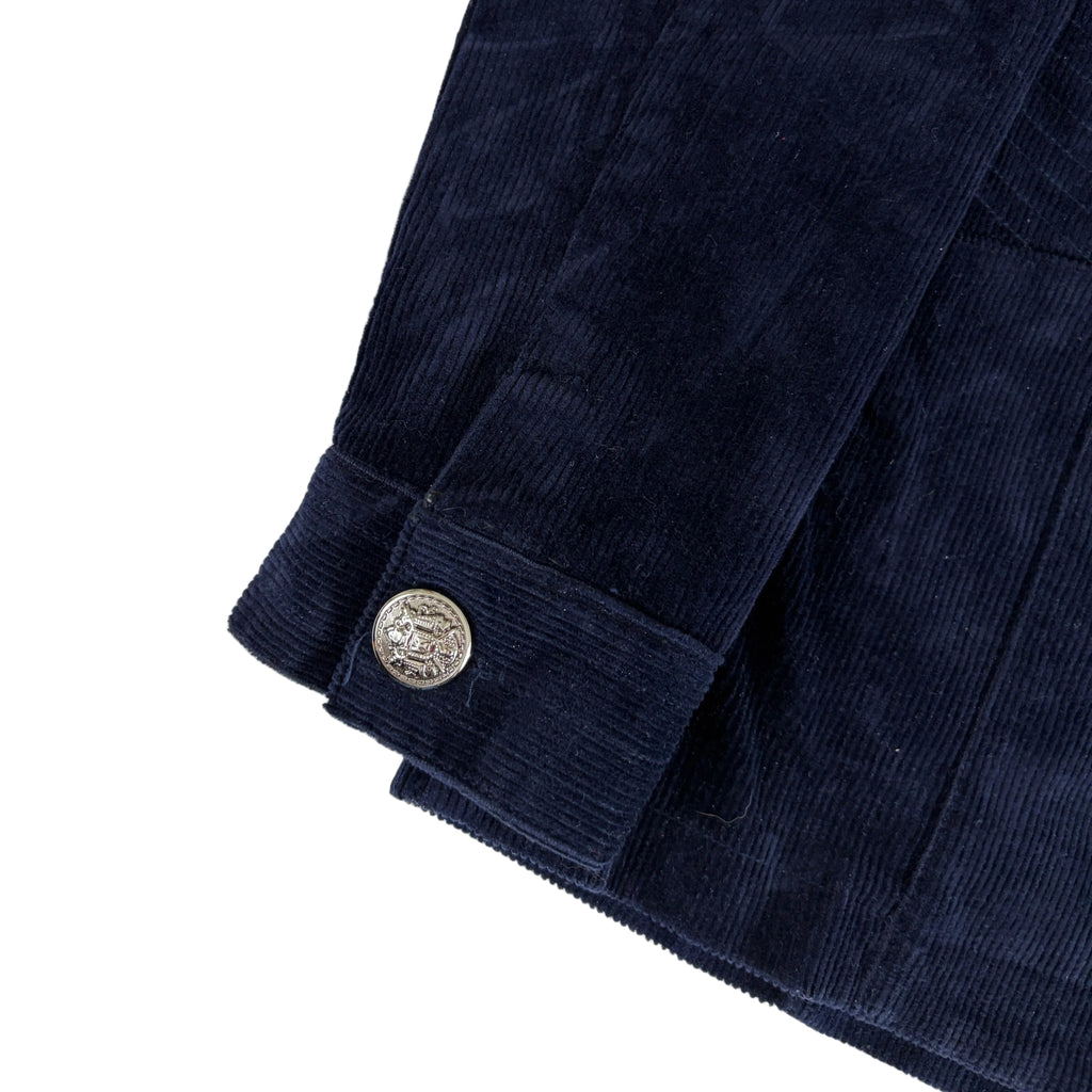NAVY CORDUROY NAPOLEON‑STYLE JACKET
