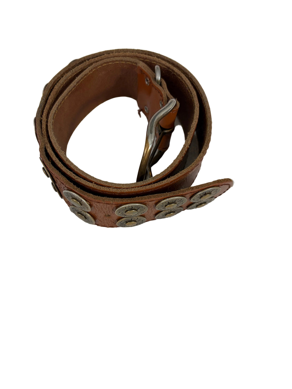 CHUNKY LEATHER BELT WITH HEART CHARMS