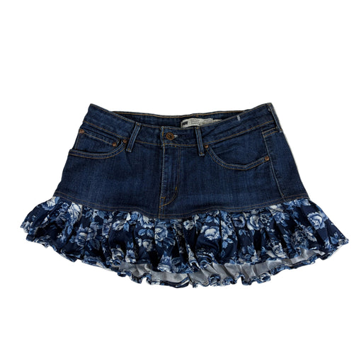 RUFFLE DENIM SKIRT