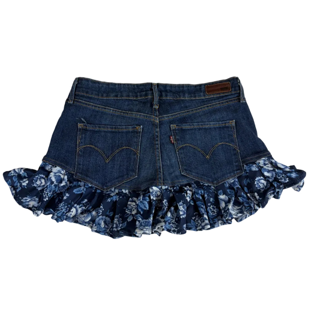 Ruffle Hem Denim Skirt