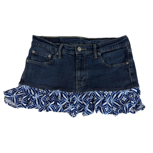RUFFLE DENIM SKIRT