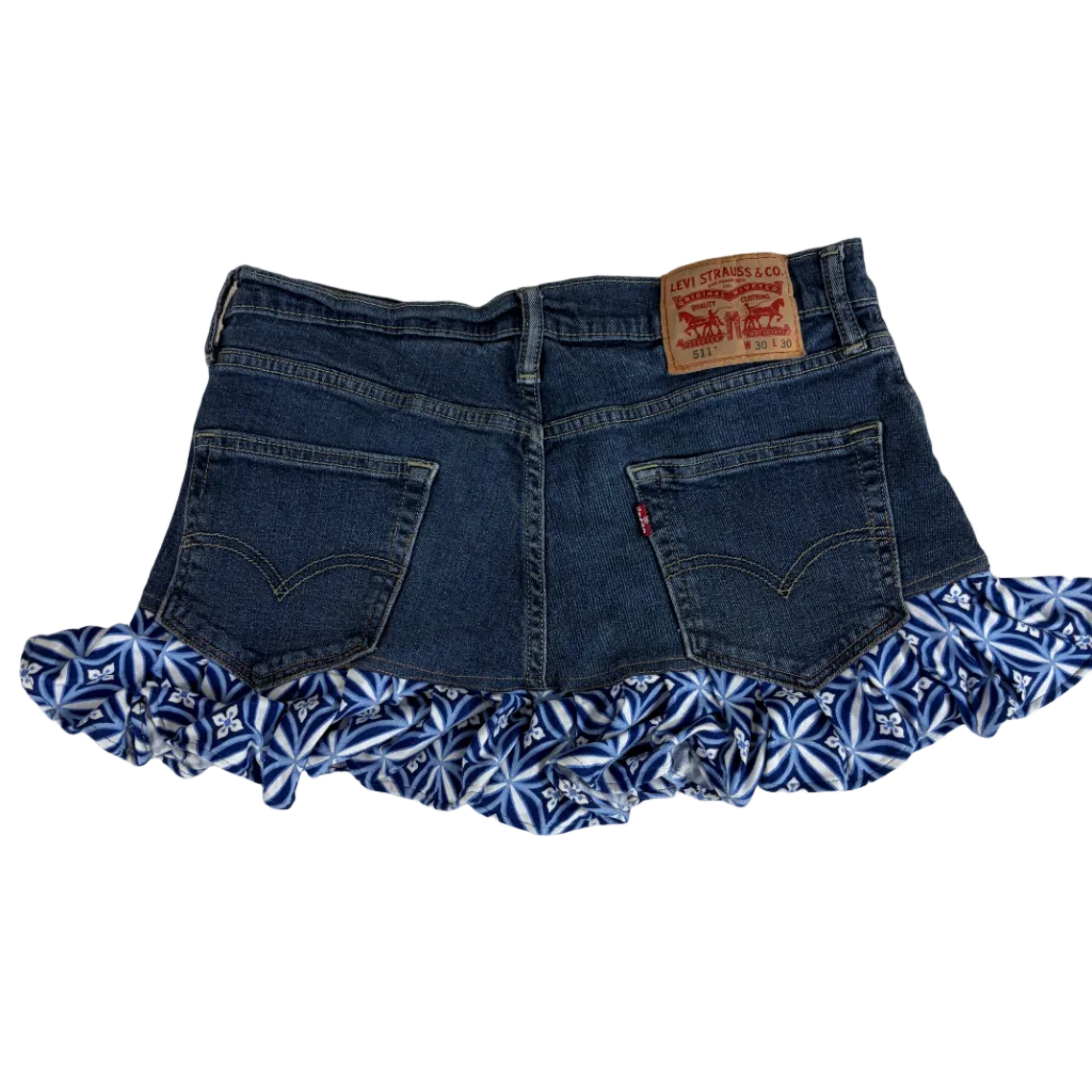 Ruffle Hem Denim Skirt