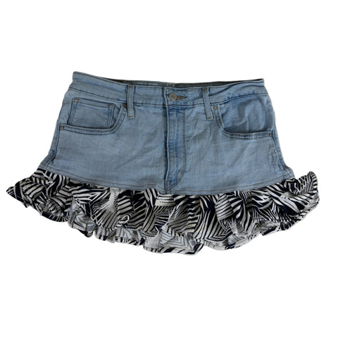 RUFFLE DENIM SKIRT