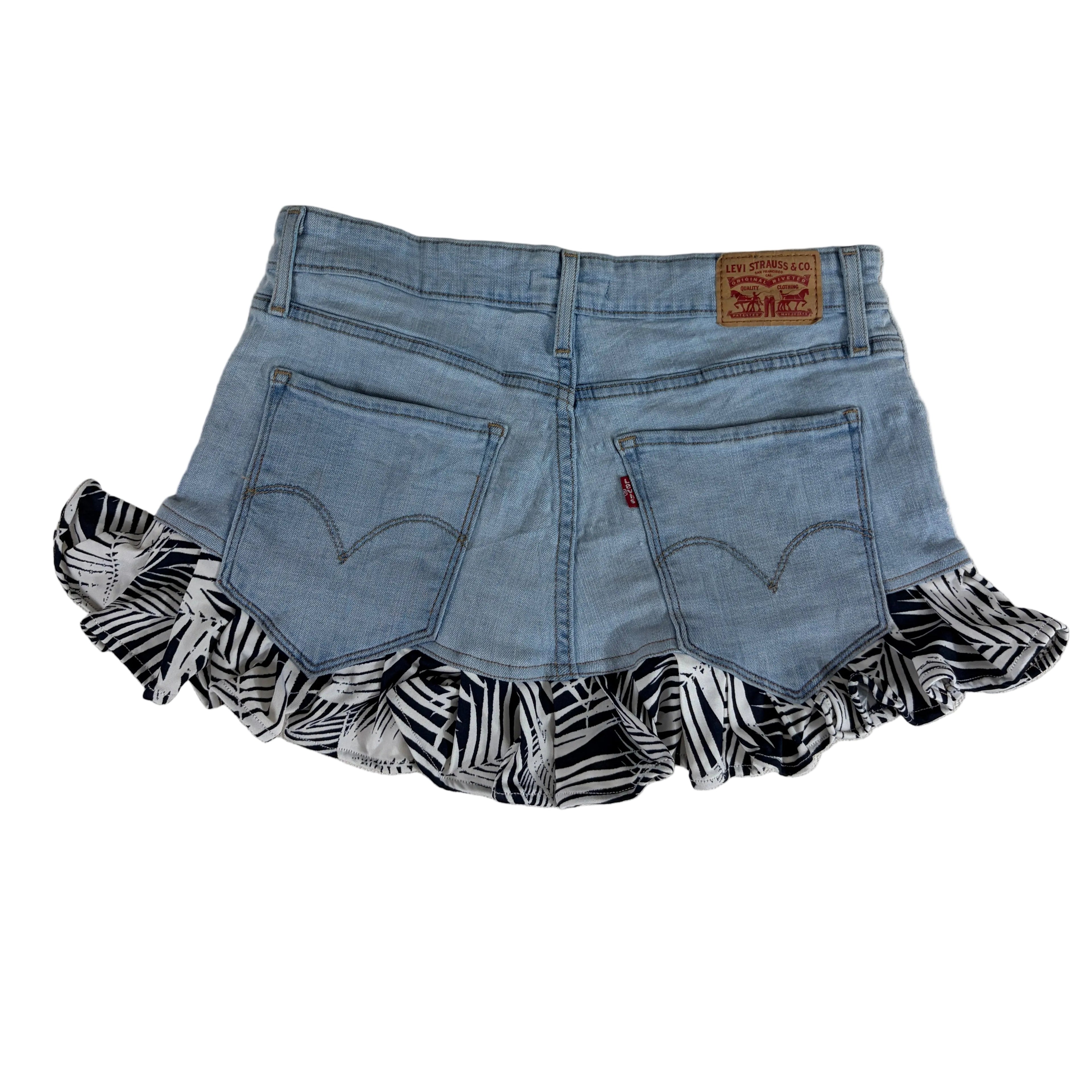 Ruffle Hem Denim Skirt