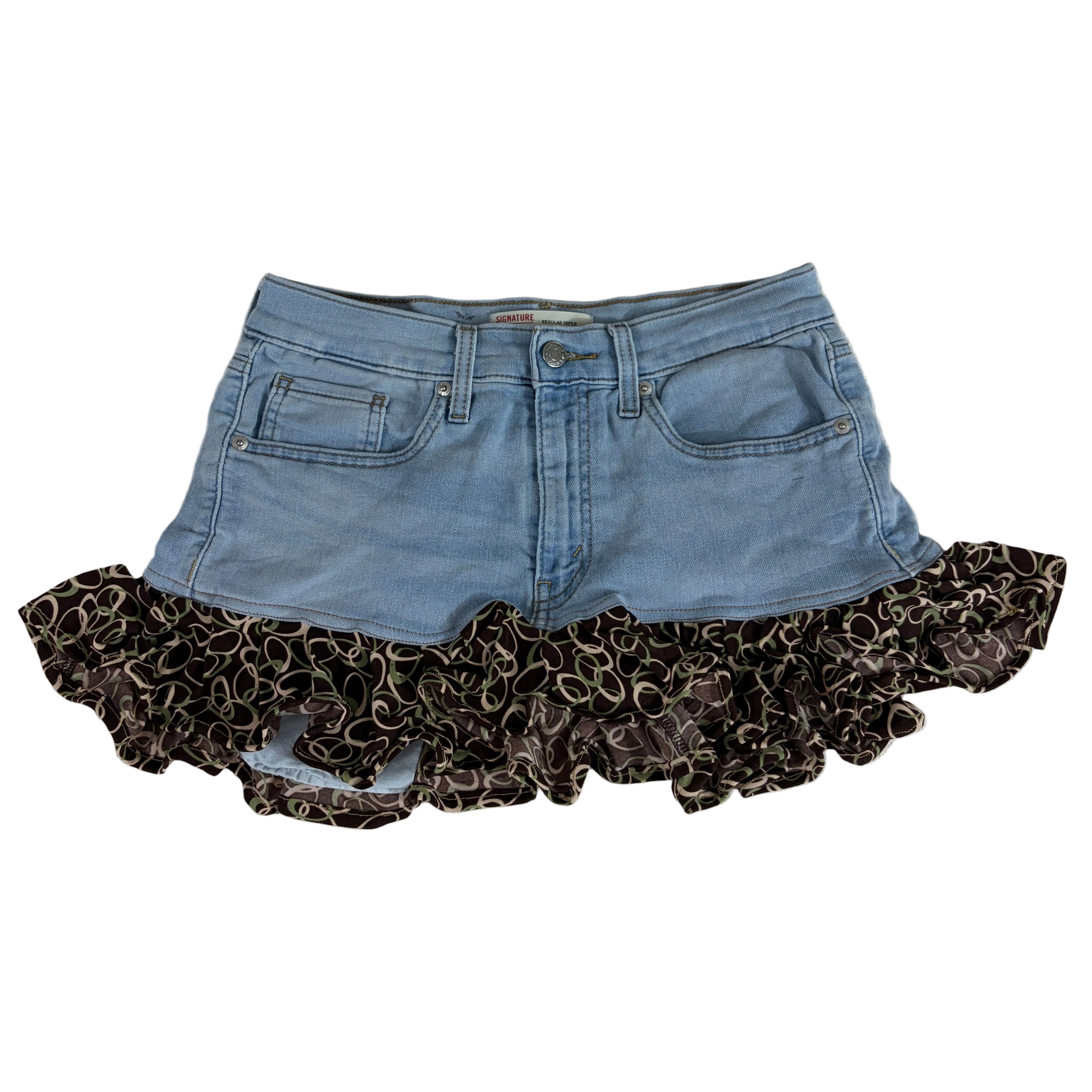 Ruffle Hem Denim Skirt