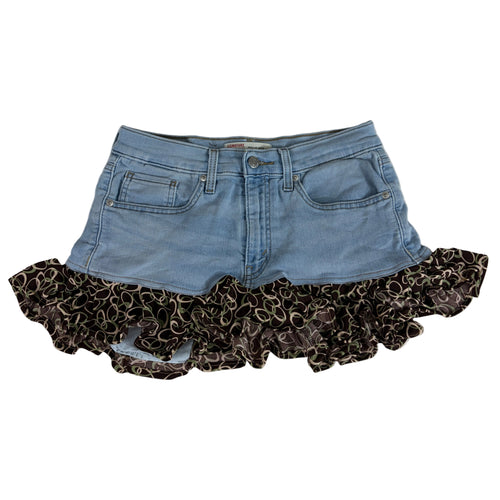 RUFFLE DENIM SKIRT