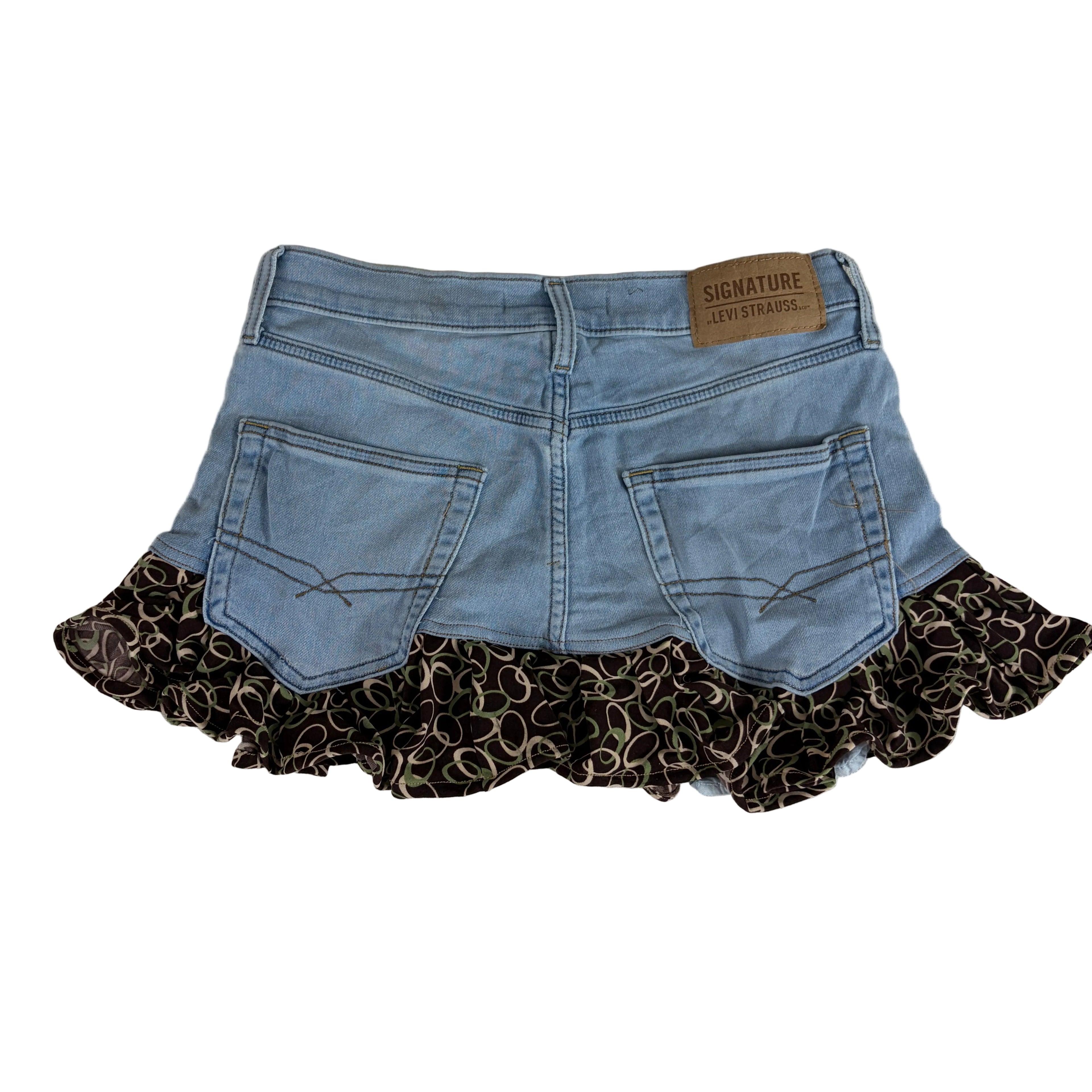 Ruffle Hem Denim Skirt