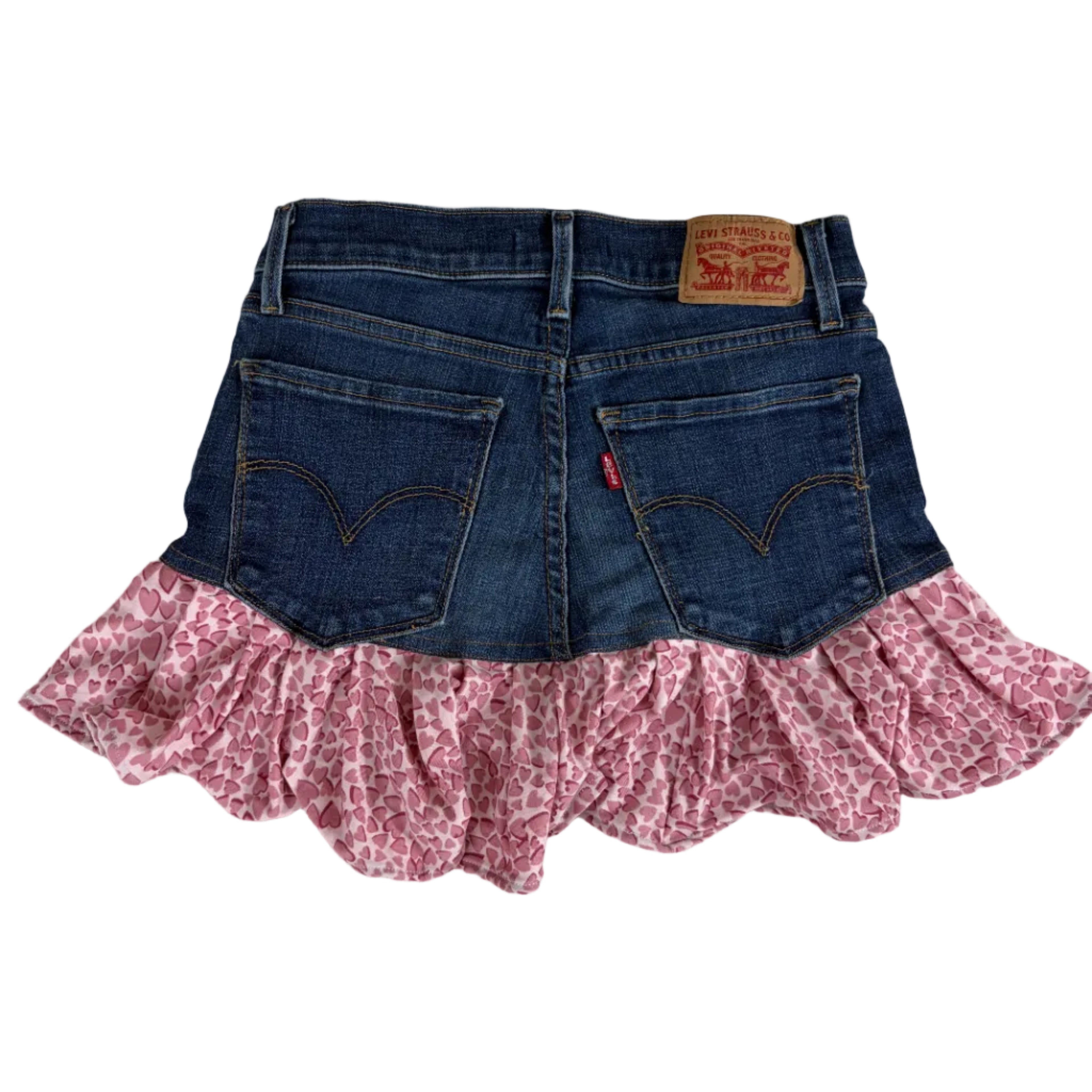 Ruffle Hem Denim Skirt